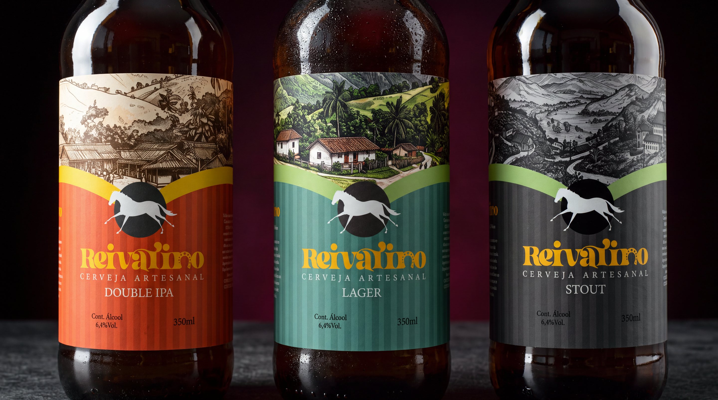 Garrafas Reivalino: Double IPA, Lager e Stout